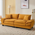 KEIKI Loveseat Sofa 84 Corduroy Upholstered Couch with Deep Seat and 2 Pillows Modern Loveseat Sofa Couch for Small Spaces Living Room Apartment Office Yellow