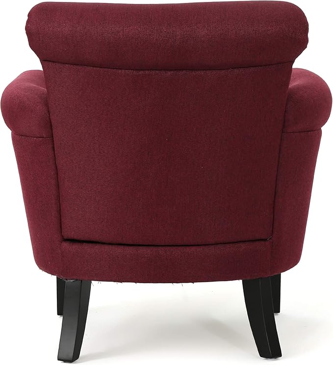 Brice Contemporary Scroll Arm Club Chair with Nailhead Trim Wine and Dark Brown