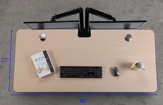 ApexDesk K Series 60 x 27 Electric Height Adjustable Standing Desk with LED Memory Controller (Light Oak)