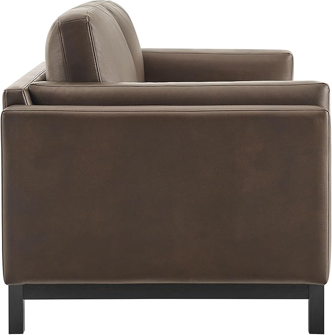 Modway Roscoe 81 Inch Vegan Leather Sofa in Espresso - Comfortable Faux Leather Deep Seat Couch for Living Room Apartment or Office Seating