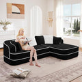 Ball &amp Cast 106 Cloud Sectional Couch with L-Shape ChaiseTeddy Fabric Boneless Modular Sofa with Deep Seat32D High Density SpongeUpholstered Couch for Living RoomNo Assembly RequiredBlack(Ri