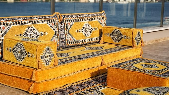 arabicsofa Arabic Jalsa Floor Sofa – Traditional Handmade Floor Cushion Sofa for Living Room