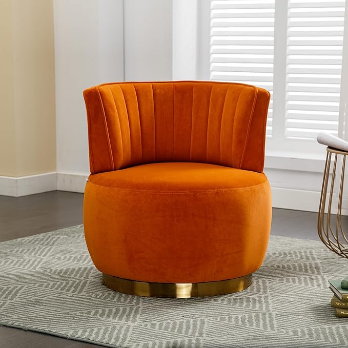 360° Swivel Cuddle Barrel Accent Chairs Wide Upholstered Round Armchairs in Fluffy Velvet for Living Room Bedroom Office Waiting Rooms