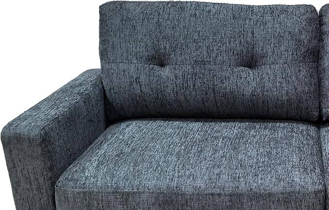 67.7 Loveseat Couch Midcentury Modern Sofa with Upholstered Tufted Back &amp Solid Wood Legs Mini Couch for Bedroom Office Apartment Easy Assembly Blue Gray