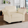Naomi Home Sarah Modular Sectional Arm Accent Chair with Storage Seat Air Leather Armchair Single Sofa Club Chair Beige