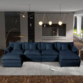 143.31 Modular Sectional Sofa Oversized Deep Seat U Shaped Couch Set for Living Room 4-Seater Comfy Cloud Couches with 2 Movable OttomansChenilleBlue