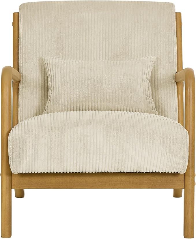 Modern Wooden Leisure Chair with Corduroy Fabric Medieval Comfortable Chair Suitable for Living Room Bedroom Study