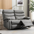 Reclining Loveseat Leather Double Recliner Sofa with Side Pocket Wall Hugger Loveseat Recliner for Living Room RV Home Theater(Grey)