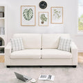 Modern Loveseat Sofa Couches for Living Room 83 Boneless Comfy Corduroy Sofa for Apartment Bedroom or Office Soft Upholstered Couch Compact Spaces Deep Seats Wood Frame Removable Cover White