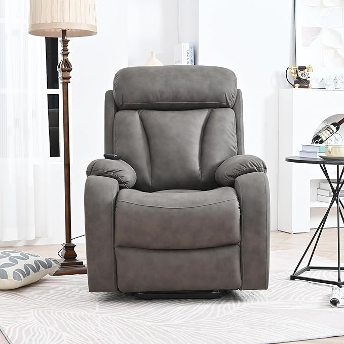 Electric Power Lift Recliner Chair for Elderly Fabric Recliner Chair for Seniors Home Theater SeatingLiving Room ChairSide Pocket Remote ControlDark Gray