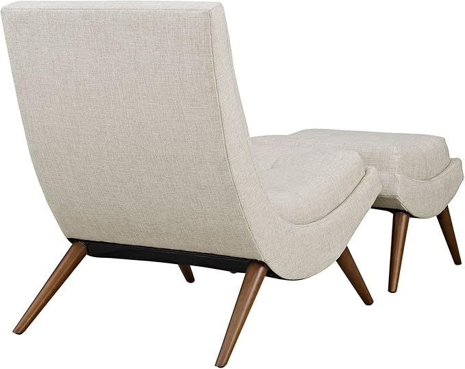 Modway Ramp Fabric Upholstered Lounge and Ottoman 2-Piece Set in Sand