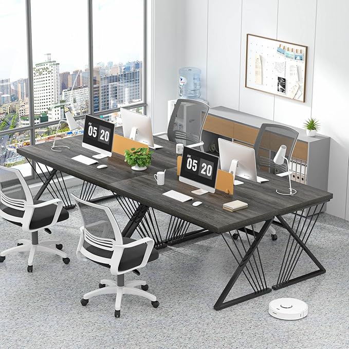FOLUBAN Modern Home Office Desk Rustic Wood and Metal Computer Desk Writing Study Gaming Table PC Desks for Living Room Bedroom Industrial Dark Gray 53 inch