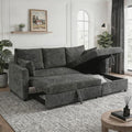 Sectional Sleeper Sofa with Pull Out Bed LShape Convertible Sofa Bed Couch with Storage Chaise 3 in 1 Pull Out Sofa Bed with 3 Seats for Living RoomApartment Black 85Inch