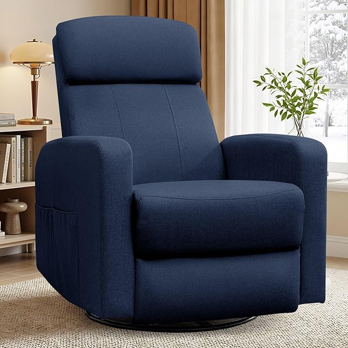 Power Swivel Recliner Chairs for Adults Electric Glider Rocking Chair Nursery Glider Recliner Nursery Chair with Classified Side Pocket Nursery Rocking Chairs with USB and Type-C Ports