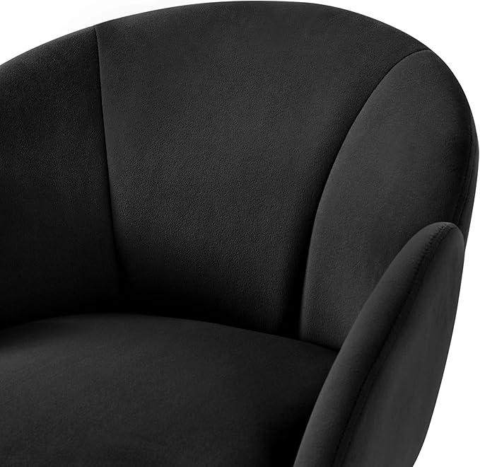 Yaheetech Velvet Living Room Chair Flower Shaped Armchair with Golden Legs Upholstered Side Chair for Vanity Room Living Room Kitchen Dining Room Set of 2 Black
