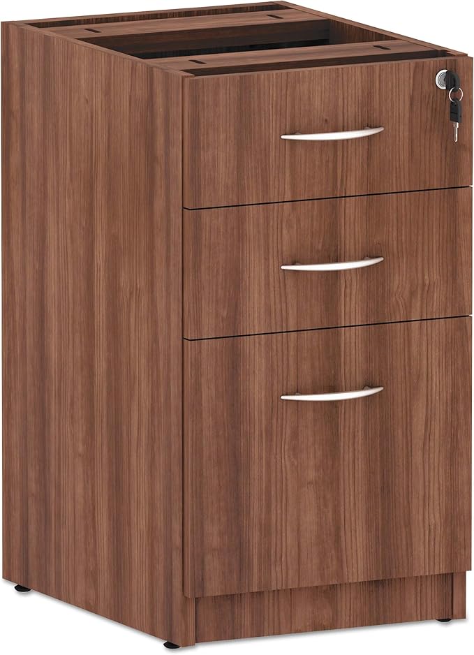 Alera Alera Valencia Series Full Pedestal File Left/Right 3-Drawer: Box/Box/File Legal/Letter Modern Walnut15.63 x 20.5 x 28.5