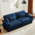Luxury Loveseat Sofa CouchOversized Love seat Sofas with Waist Pillows and Throw PillowsComfy Velvet Deep 2-Seat Cloud Couch with Bolstered ArmrestsComfy Cloud Couches (Blue 93.7”)
