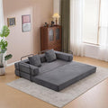 Folding Sofa Bed Convertible Sleeper Corduroy Floor Couch with Pillows Fold Out Couch King Size Bed Futon Couchs Foldable Memory Foam Mattress for Living Room Bedroom Playroom (Dark Grey)