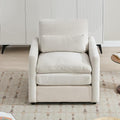 31.9 Oversized Cozy Upholstered Armchair Chenille Fabric Cloud Sofa Double Cushion Single Sofa Plush Cushion Armchair for Living Room Office Apartment (Beige-1c)
