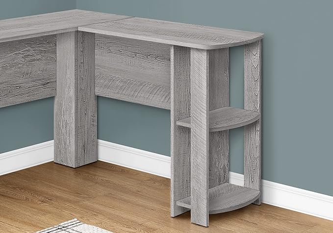 Computer Desk Home Office Corner Storage Shelves 48 l L Shape Work Laptop Grey Laminate Contemporary Modern