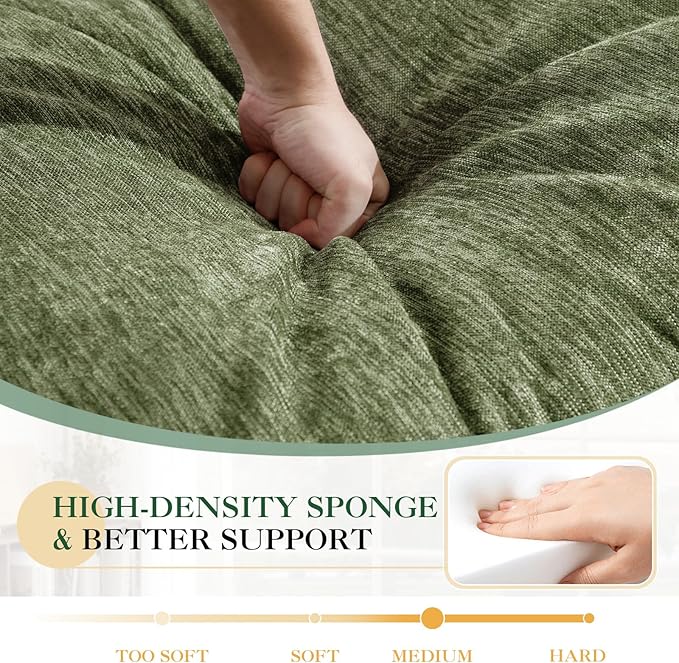3 in 1 Convertible Futon Sofa Bed Modern King Size Chenille Loveseat Sleeper Sofa Folding 3-Seater Foldable Lounger Couch Bed for Living Room Bedroom Guest Room (Green 3 Throw Pillows)