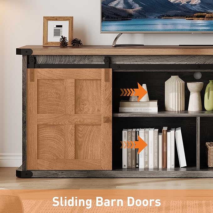 GAOMON 70 Farmhouse TV Stand for 80/75/70 Inch TVsEntertainment Center Storage Cabinets w/Power Outlets and Sliding Barn DoorRustic TV Stands for Living RoomMedia Console Cabinet