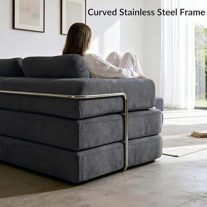104 Modular Sofa Bed 8-in-1 Convertible Sectional Couch with High Resilience Sponge &amp Oversized 3 Cushions – Modern Boneless Design for Living Rooms &amp Apartments (Dark Gray 104'')