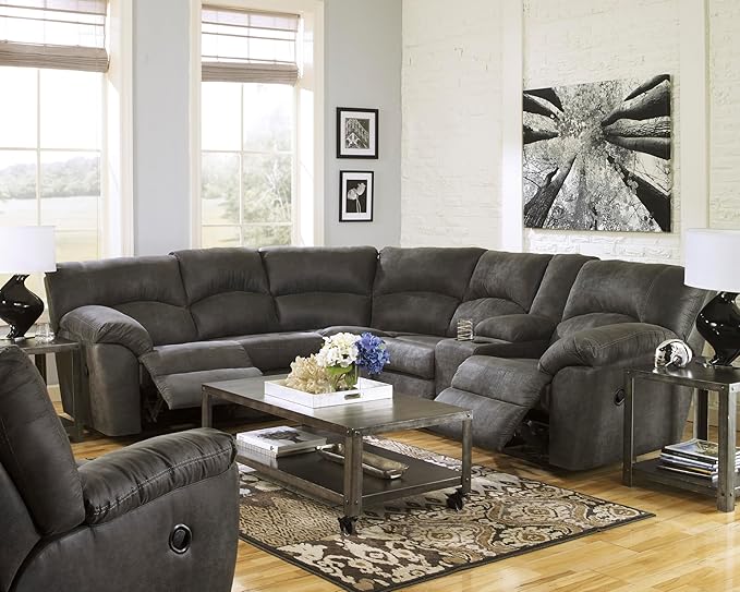 Signature Design by Ashley Tambo Faux Leather Manual Rocker Recliner Gray