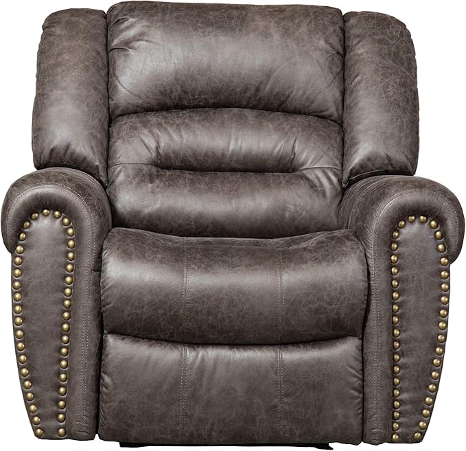 ANJ Electric Recliner Chair W/Breathable Bonded Leather Classic Single Sofa Home Theater Recliner Seating W/USB Port (Smoky Gray)