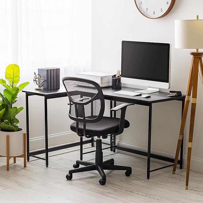 IRIS USA Inc. 39 Inch Modern Laptop and Computer Desk Office Table for Home Office Water and Scratch Resistant Surface Gaming Desk Easy to Assemble Black Desk