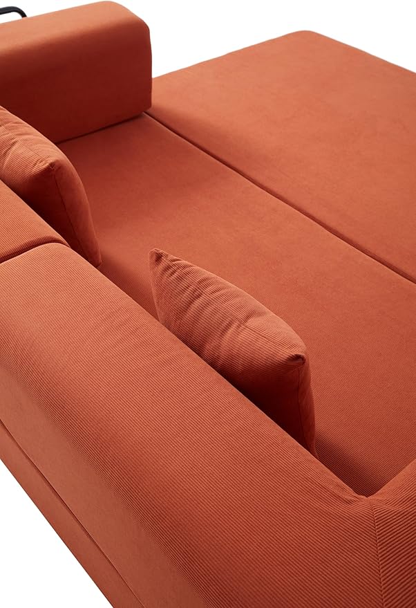 KEIKI Convertible Corduroy Sleeper Sofa Bed with Supportive Metal Frame Modern Floor Lounge Couch for Relaxing Reading Napping
