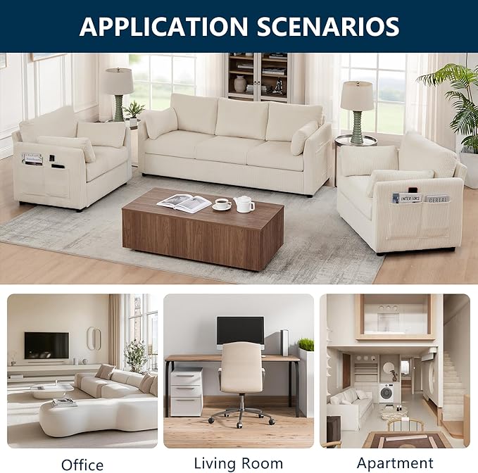 38 Modern Accent Chair Comfy Reading Chair Accent Chairs for Living Room Oversized Armchair for BedroomApartment (Beige 2 Chairs)