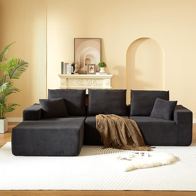 109.4 Oversized Modular Sectional Sofa with Chaise Convertible L Shaped Cloud Couch with Deep Seat 35D Full Foam Compressed Boneless Couches for Living Room Bedroom Office No Assembly Required