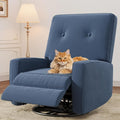 Recliner Chair 360° Swivel Rocking Glider Chair for Adults with Adjustable Backrest &amp Footrest Cozy Corduroy Upholstered Armchair for Living Rooms Bedrooms Blue