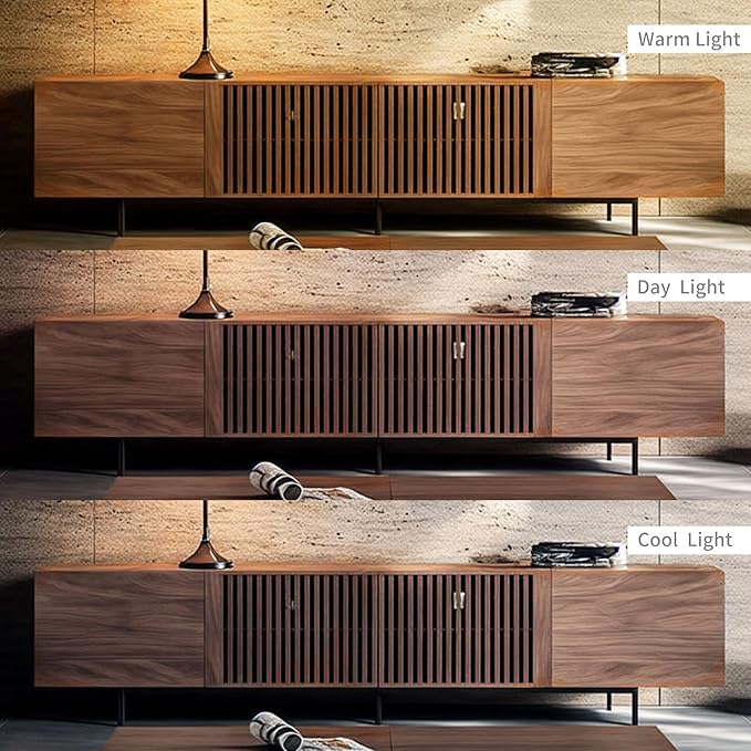 Mid Century Modern TV Stand with 4 Doors 70.87 Inch Wide Entertainment Center TV Console for Living Room Bedroom Media Console TV Cabinet with Storage Walnut