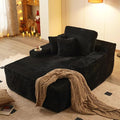 67x48 Oversized Chaise Lounge Chair Indoor Upholstered Sofa Bed with Plush Faux Fur Sleeper Couch Reading Chair Fluffy Cloud Sofa for Living Room Plush Black