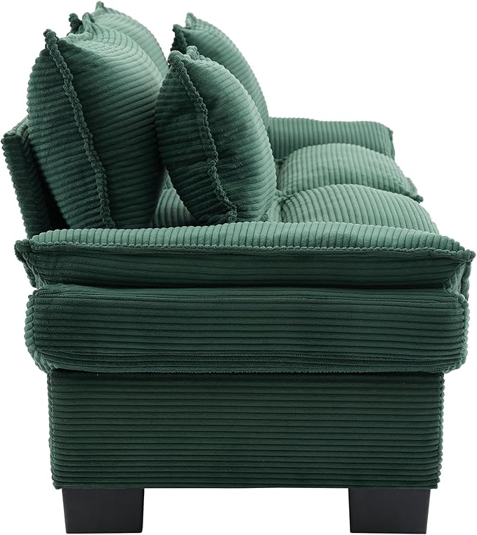 KEIKI Loveseat Sofa 84 Corduroy Upholstered Couch with Deep Seat and 2 Pillows Modern Loveseat Sofa Couch for Small Spaces Living Room Apartment Office Green