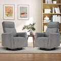 CANMOV Swivel Rocker Chair Set of 2 Swivel Accent Chair with High Back and Arms Corduroy Glider Chair for Living Room Bedroom Nursery Grey