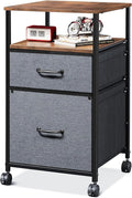 DEVAISE Mobile File Cabinet Rolling Printer Stand with Open Storage Shelf Fabric Vertical Filing Cabinet fits A4 or Letter Size for Home Office Rustic Brown