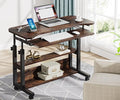 Tribesigns Portable Desk with Power Outlets Height Adjustable Side Table Sofa Couch Bedside Laptop Computer Cart with USB Charging Ports Mobile Small Standing Desk with Keyboard Tray