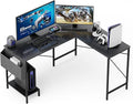 L Shaped Desk - 50 Reversible Home Office Computer Desk Wood Top Metal Frame Side Bag Sturdy Gaming Desk Corner Table for Work Writing and Study Space-Saving