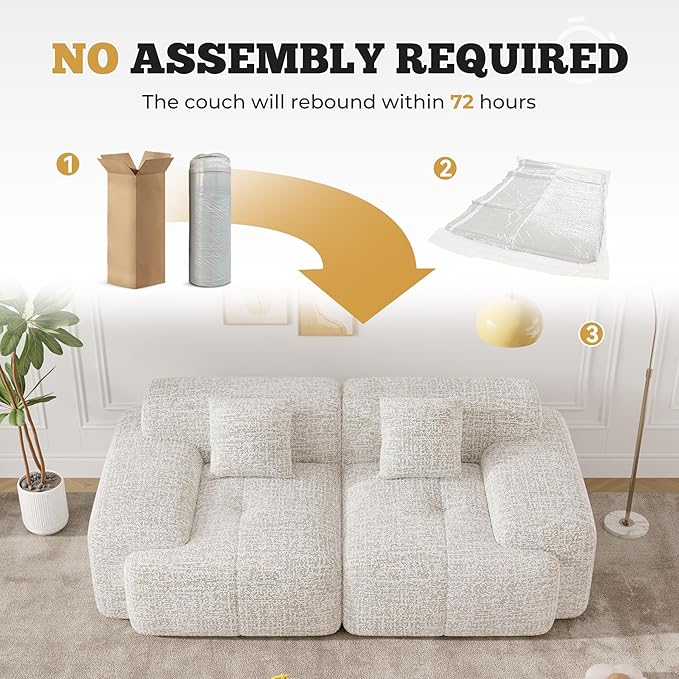 85 Cloud Loveseat Sofa in a Box Modern Small Couch No Assembly Required Comfy Deep Seat Boneless Couches for Living Room Bedroom Apartment Beige 1 PCS