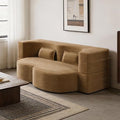 2 in 1 Convertible Compressed Sofa Bed 54'' Modern Boneless Loveseat Sleeper in a Box Floor Mattress Futon Couch No Assembly Needed Space Saving Camel Full 2 Pillows for Small Living Room