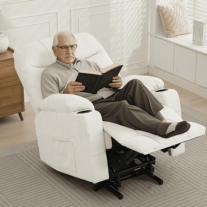 Power Recliner Chair with Massage and Heating Power Lift Recliner Chair for Elderly and Adults Electric Recliner with Remote Control and Cup Holders for Living Room