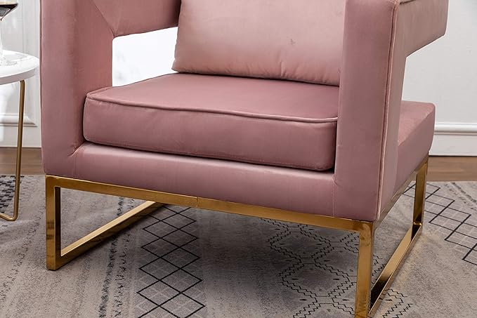 Roundhill Furniture Lenola Upholstered Accent Arm Chair Pink 27.5D x 29.75W x 34.5H in