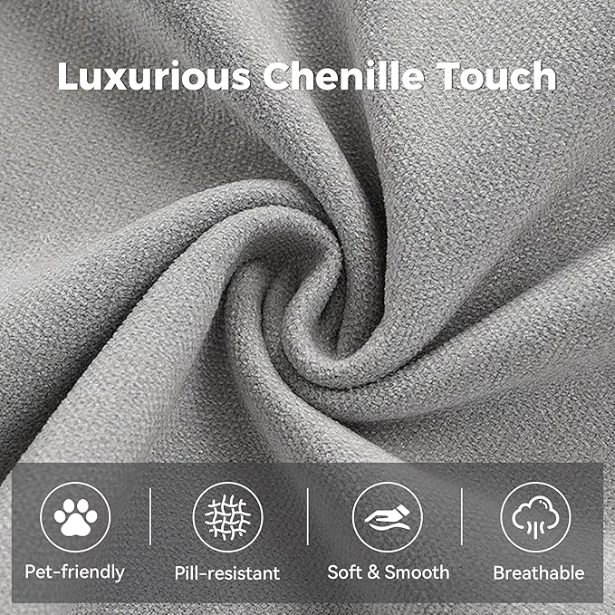 Modular Sectional Sofa Chenille Upholstered Boneless Couch Modern Deep Seat Cloud Sectional Couches for Living Room 85 Loveseat Apartment Sofa No Assembly Grey