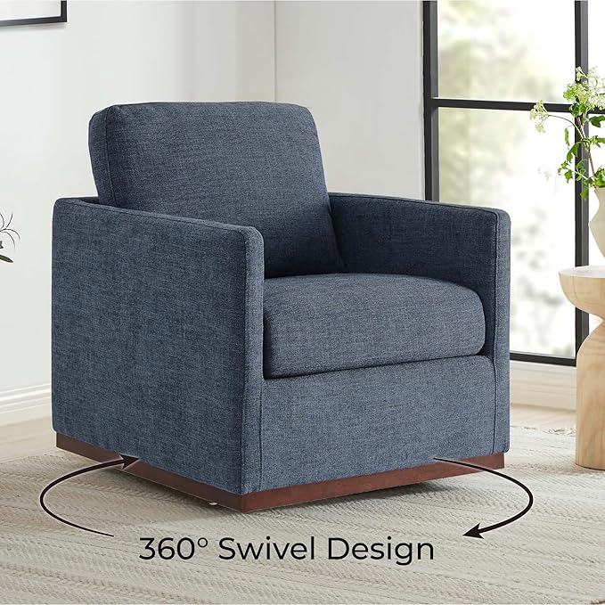 CHITA Swivel Accent Chair FSC Certified Mid Century Modern Arm Chair for Living Room and Bedroom Fully Assembled Blue