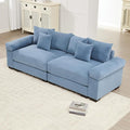 92.4 Oversized Modular Sectional Sofa Corduroy Large Sectional Couches for Living Room Love Seat Couches Modern Deep Seat Sofa Set Blue