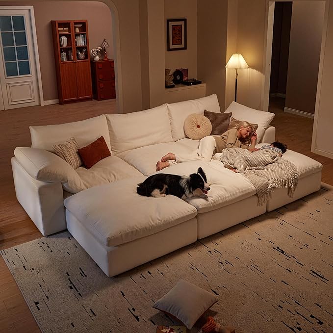 Modular Sectional Sofa 78.7 L Shaped Modern Sofa Modular Sectional Cloud Couch with Ottoman Modern Cloud Sectional Couches for Living Room Deep Seat Sofa with Washable Cover