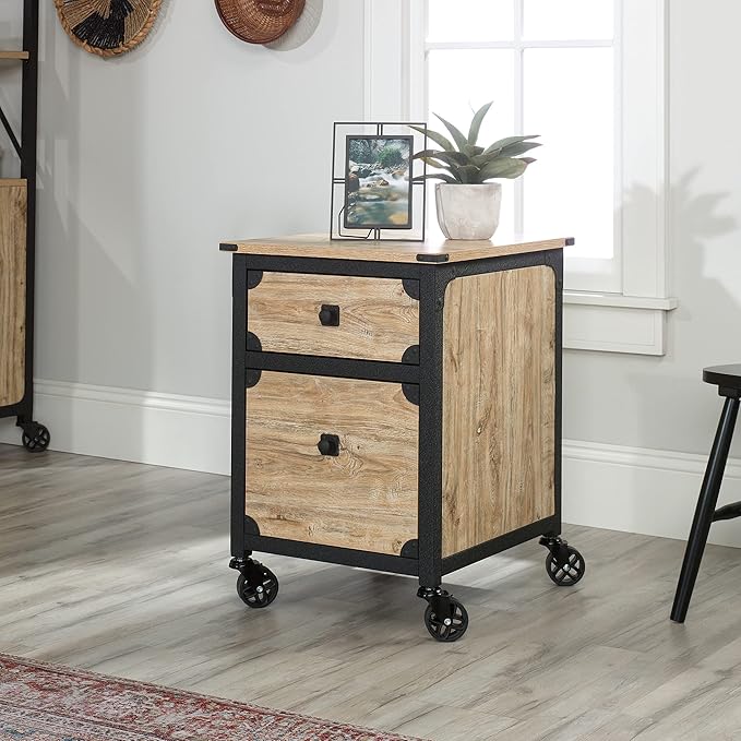 Rolling File Cart with Smooth Metal Drawers - Durable Brown Wooden File Holder for Home or Office